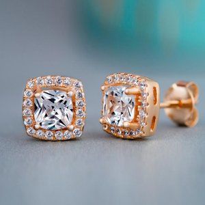 New Women's Rose Gold Girl's Diamond Earrings